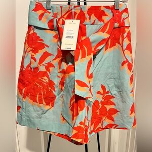 Tyler Boe High Waist Floral Shorts - Coral and Sky Blue. Brand new with tag.